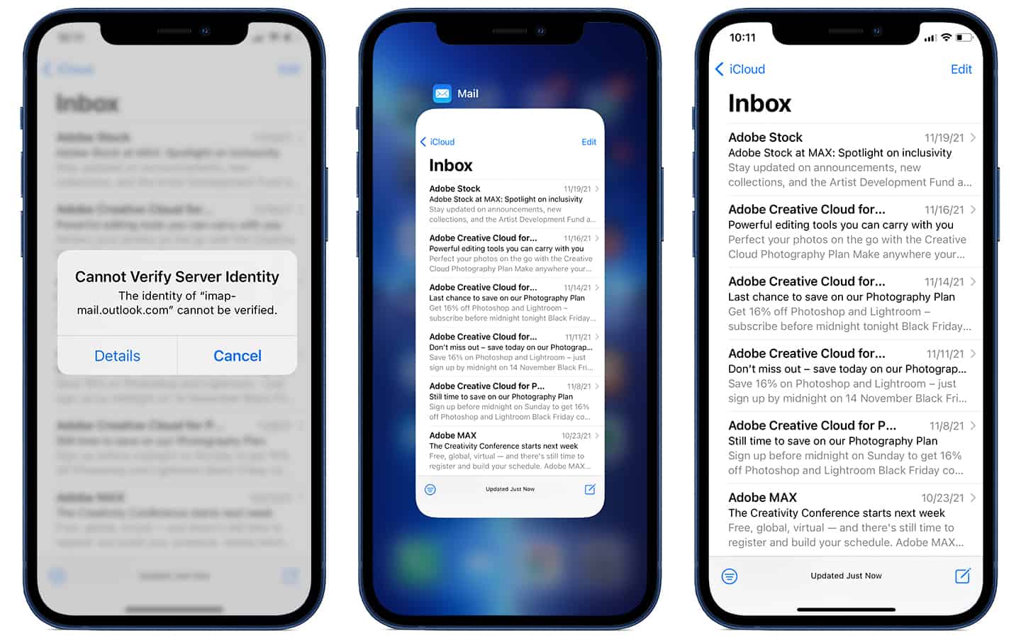 ios email server error fix