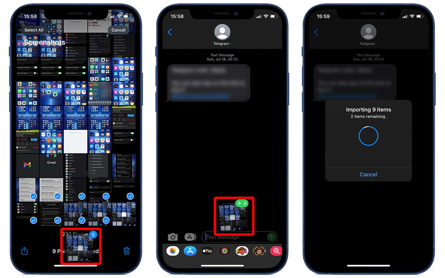 drag and drop photos on iphone